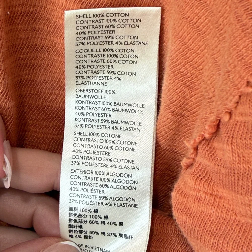 Free People 5 Star Tee XS Patchwork Slub Knit Thumbholes Orange Boho Gorpcore